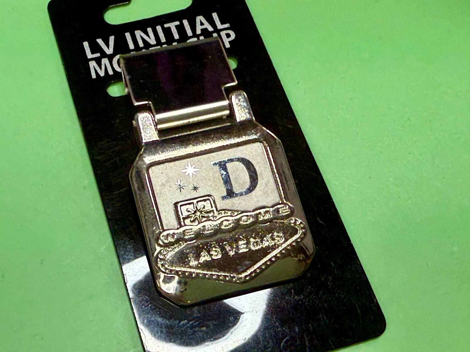 Custom Initial Letter D Las Vegas Souvenir Sign Money Clip Bill Holder
