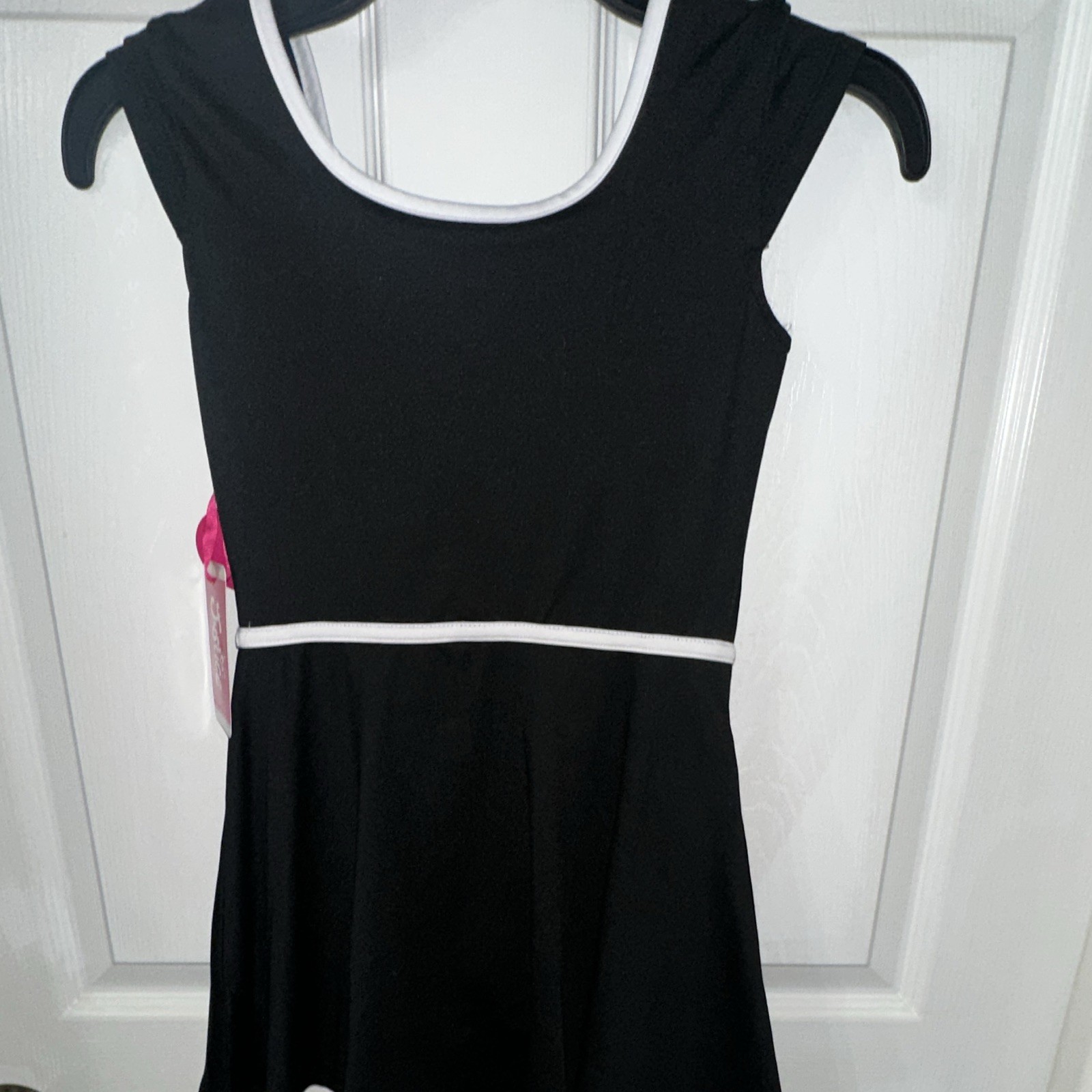 Justice Girls Black & White Skater Sleeveless Knee Dress S (7/8) Scoop