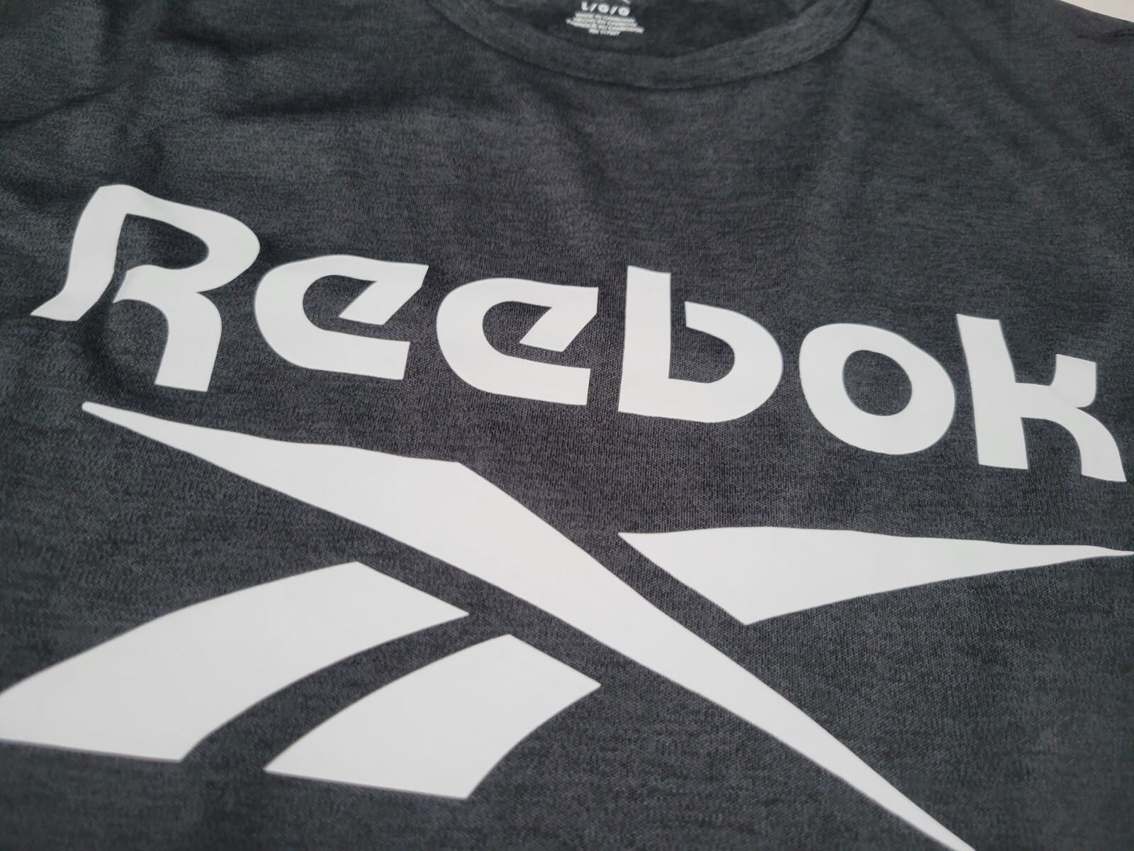 Reebok Mens Tank Athletic Muscle Gladiador logo top Black Heather Size Large