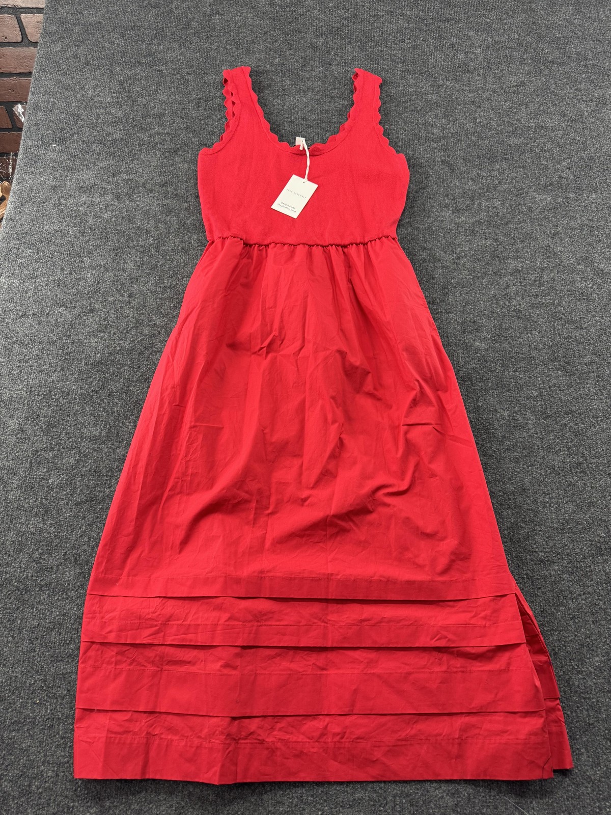 Free Assembly Dress Womens Small Red U Neck Mixy Maxi Sundress Pockets New