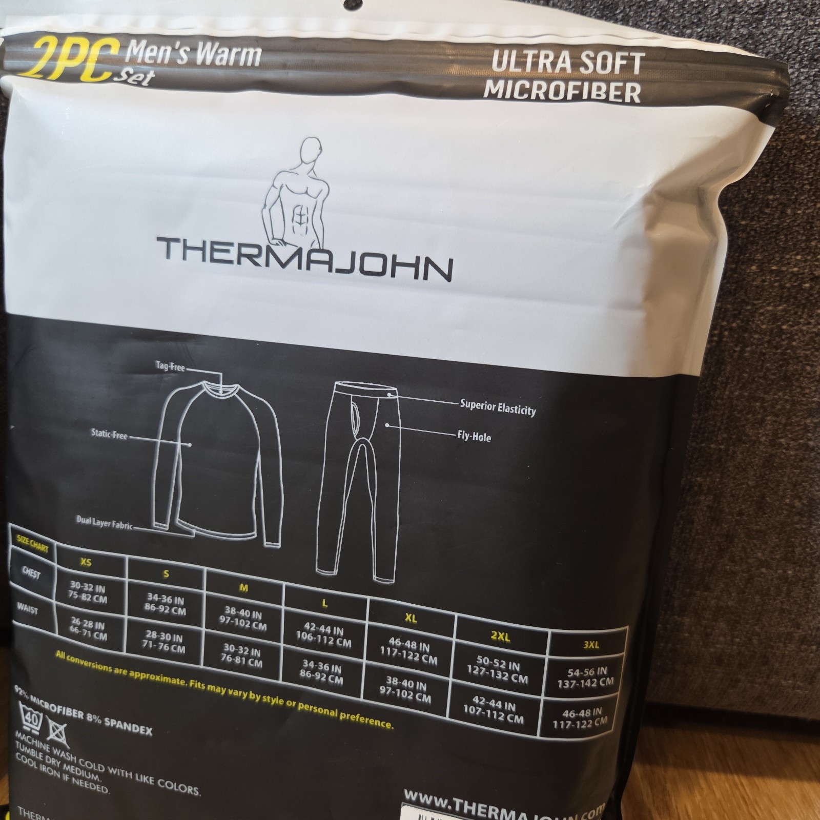 BOGO Thermajohn Men’s Thermal Underwear Set Medium Black Fleece Lined Long Johns