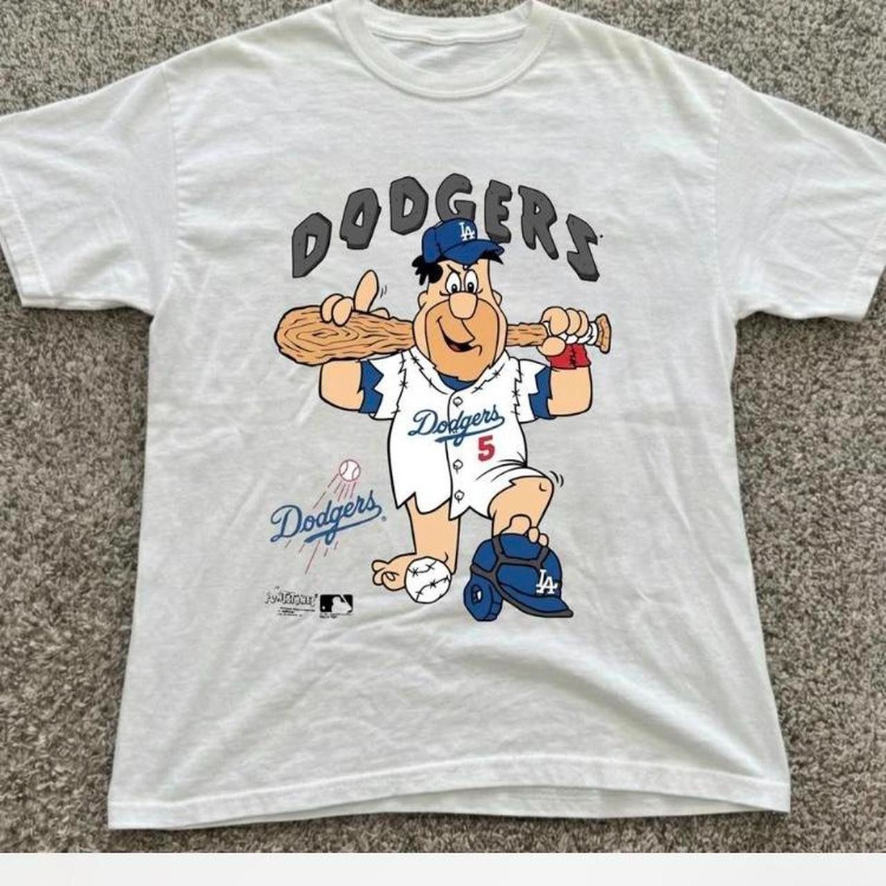 Vintage Style LA Dodgers Baseball Cartoon Character White Tee Shirt Unisex