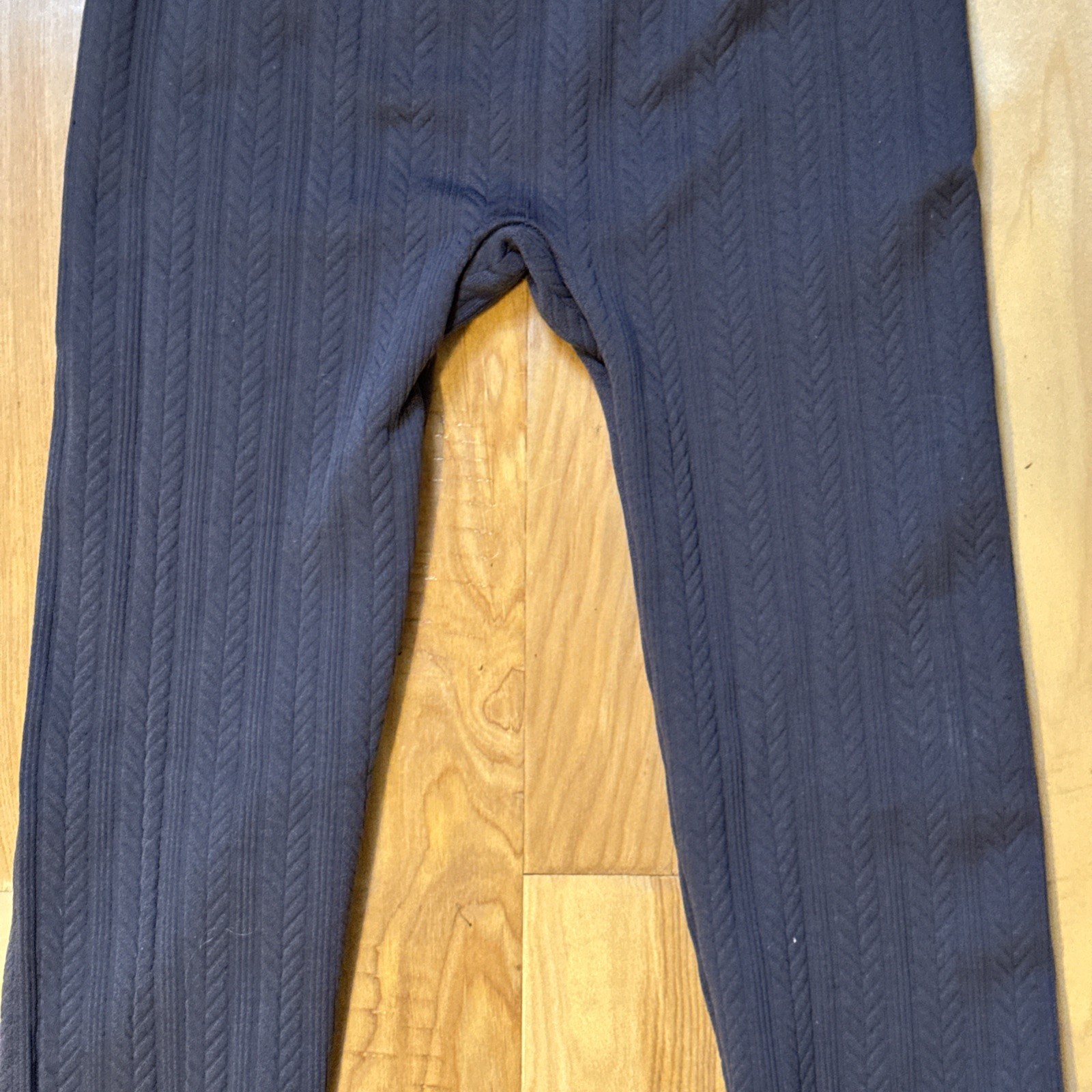 Nautica Womens Ribbed Cable Knit Fleece Lined Leggings S/M Gray EUC
