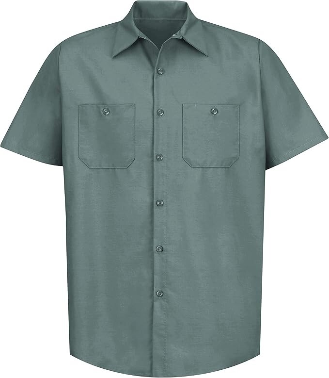 Red Kap Men’s Industrial Work Shirt, Regular Fit, Short Sleeve, Light Green