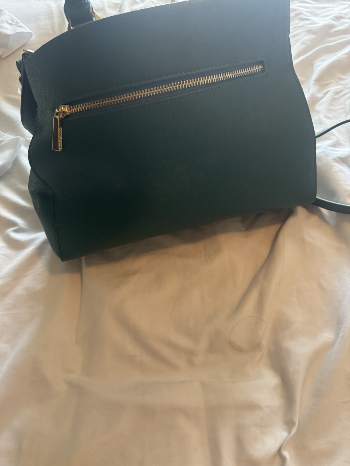 Steve Madden Green Medium Satchel Top Handle Zip Crossbody Strap Gold Chain