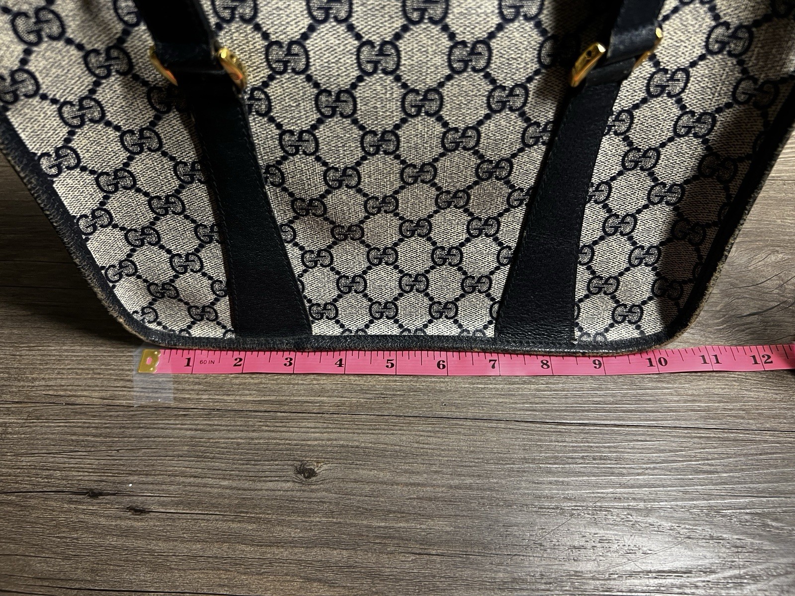 Vintage Gucci GG Supreme Monogram Small Top Handle Tote Navy Italy