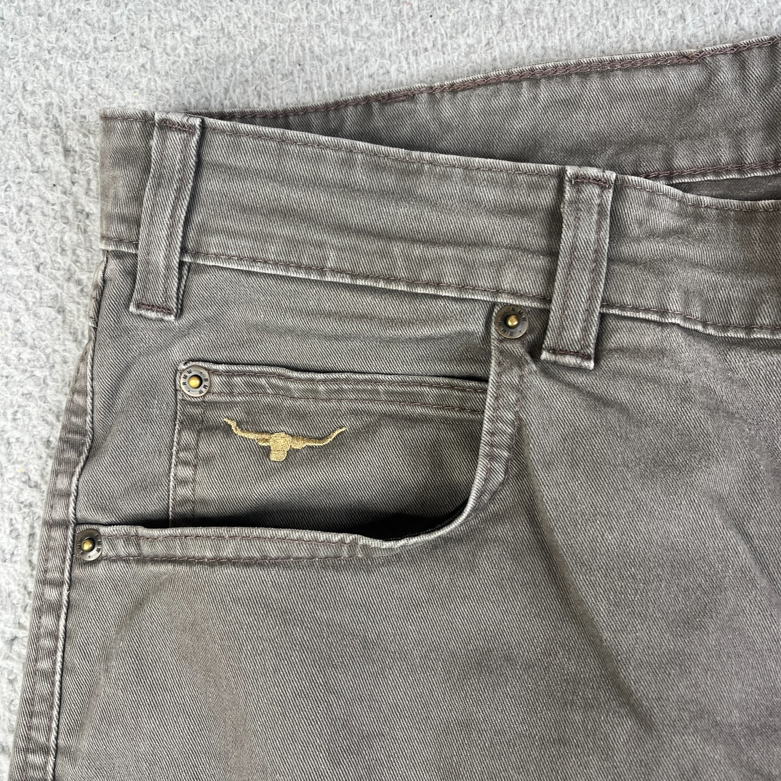 R.M Williams Jeans Men 38×32 Khaki Green Straight Leg Premium Denim Australia
