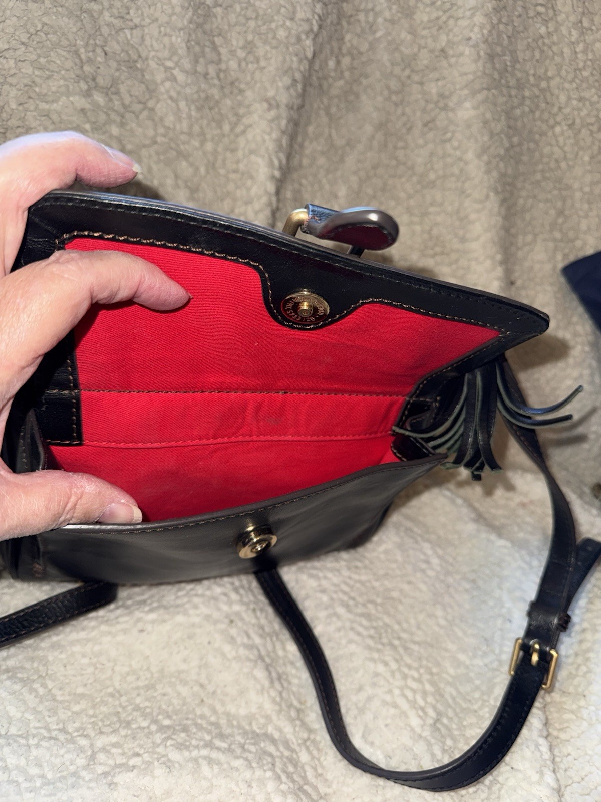 Dooney & Bourke Florentine Pocket Crossbody Black w/Tassel, New w/Tags