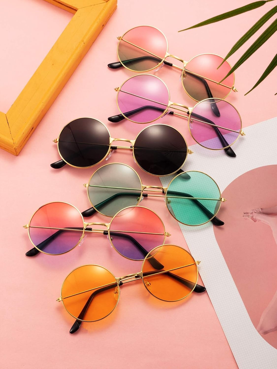 Blulu 12 Pairs 60s 70s Hippie Circle Sunglasses for Women Men Retro Glasses…
