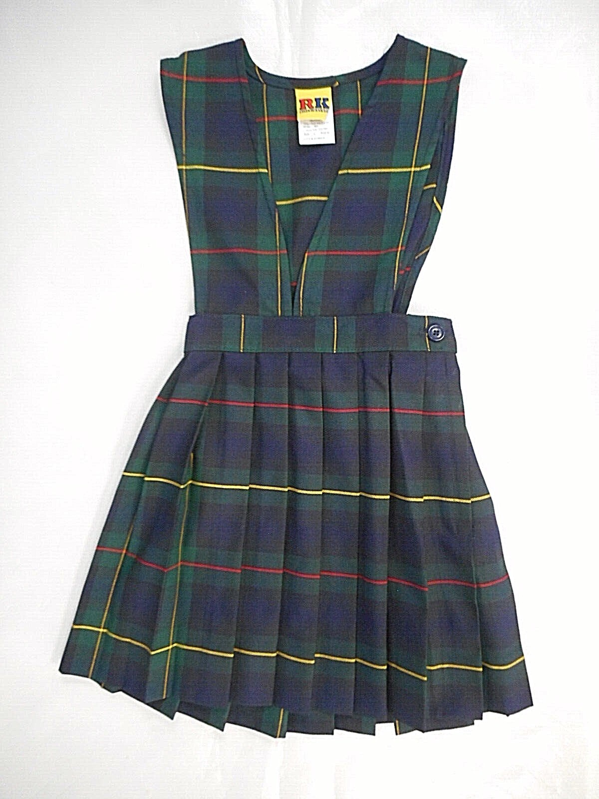 Girls R/K Multi-Color Plaid V-Slit Uniform Dress Reg. & 1/2 Sizes 4 – 16 1/2