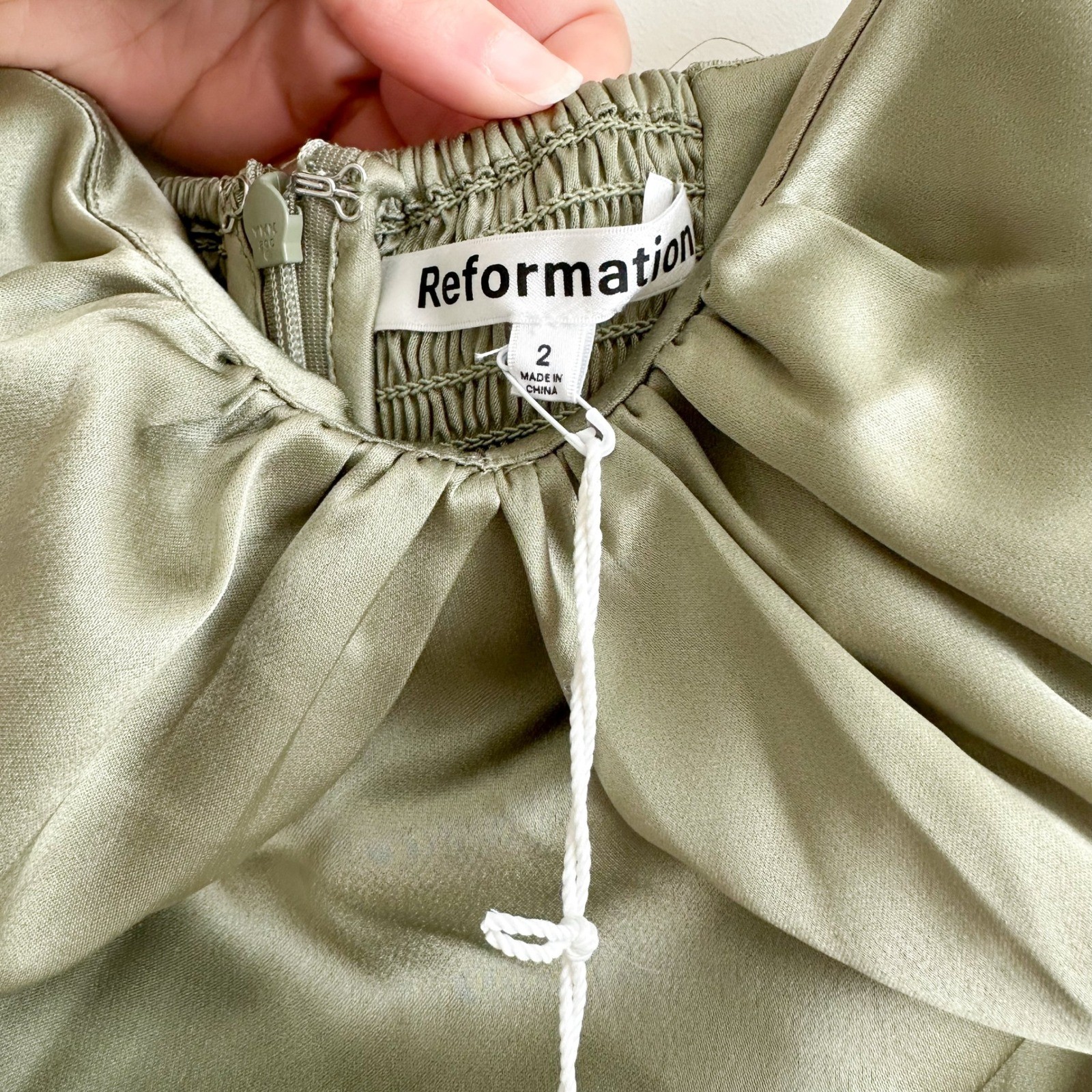 Reformation | NWT Hensley Satin Midi Dress in Artichoke Green Size 2