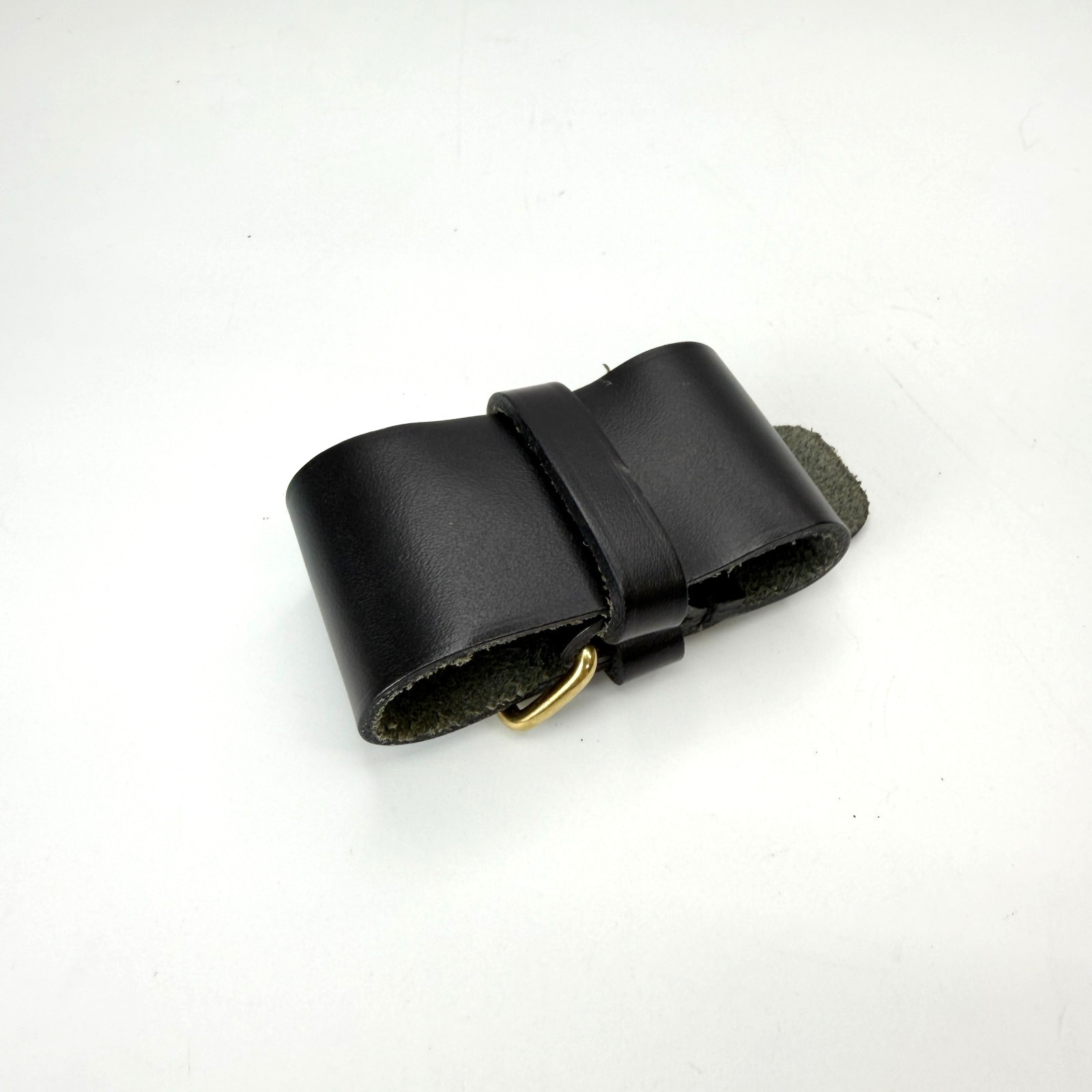 Authentic Louis Vuitton Black Leather Luggage Name Tag & Poignet Set Used Japan