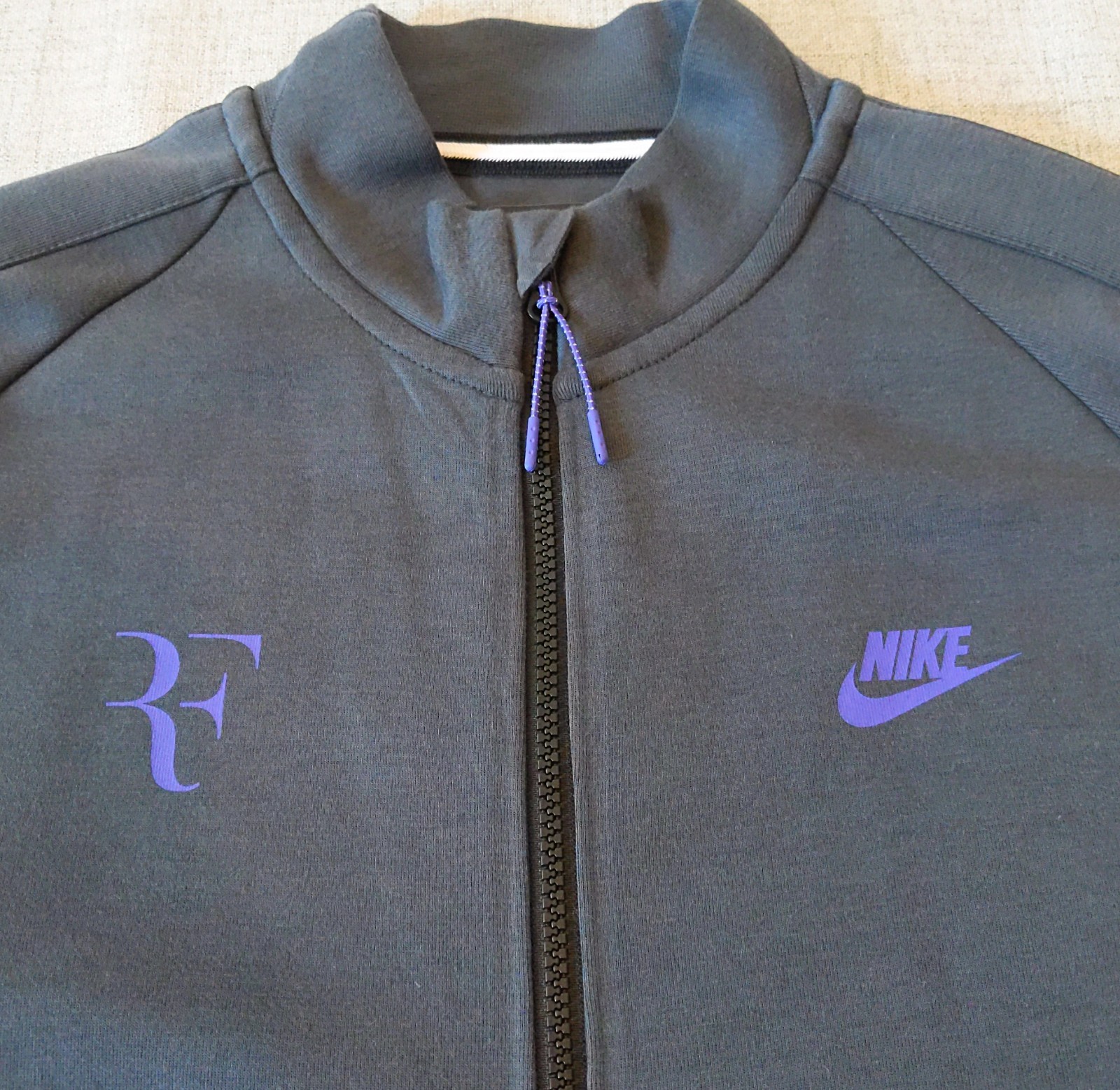 Nike Roger Federer RF Premier Tech Fleece Jacket Mens Gray L 2015 French Open