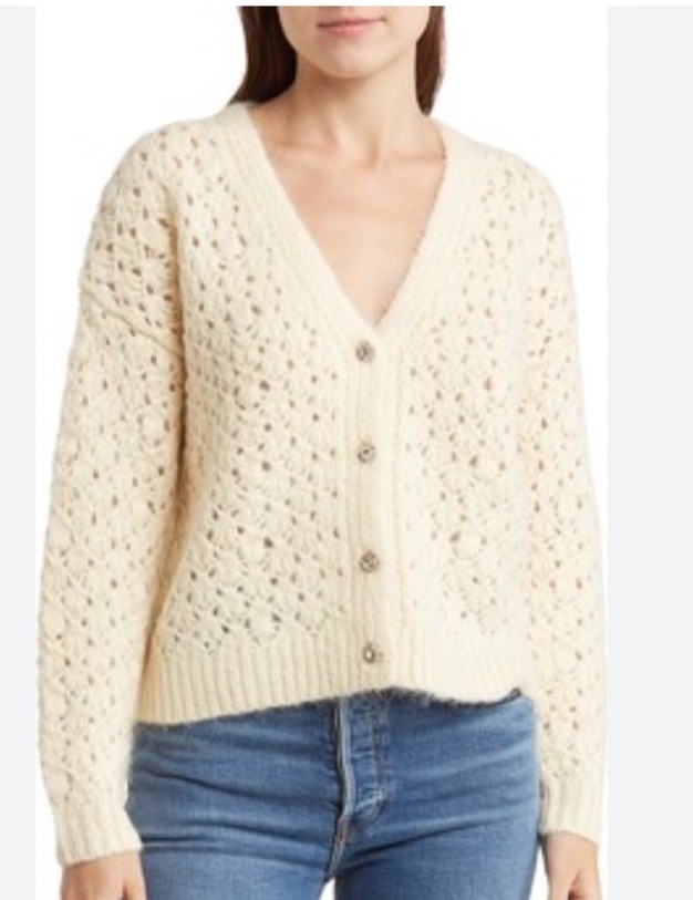 INDUSTRY REPUBLIC CLOTHING Size S Angora Wool V-Neck Button Front Cardigan NWT