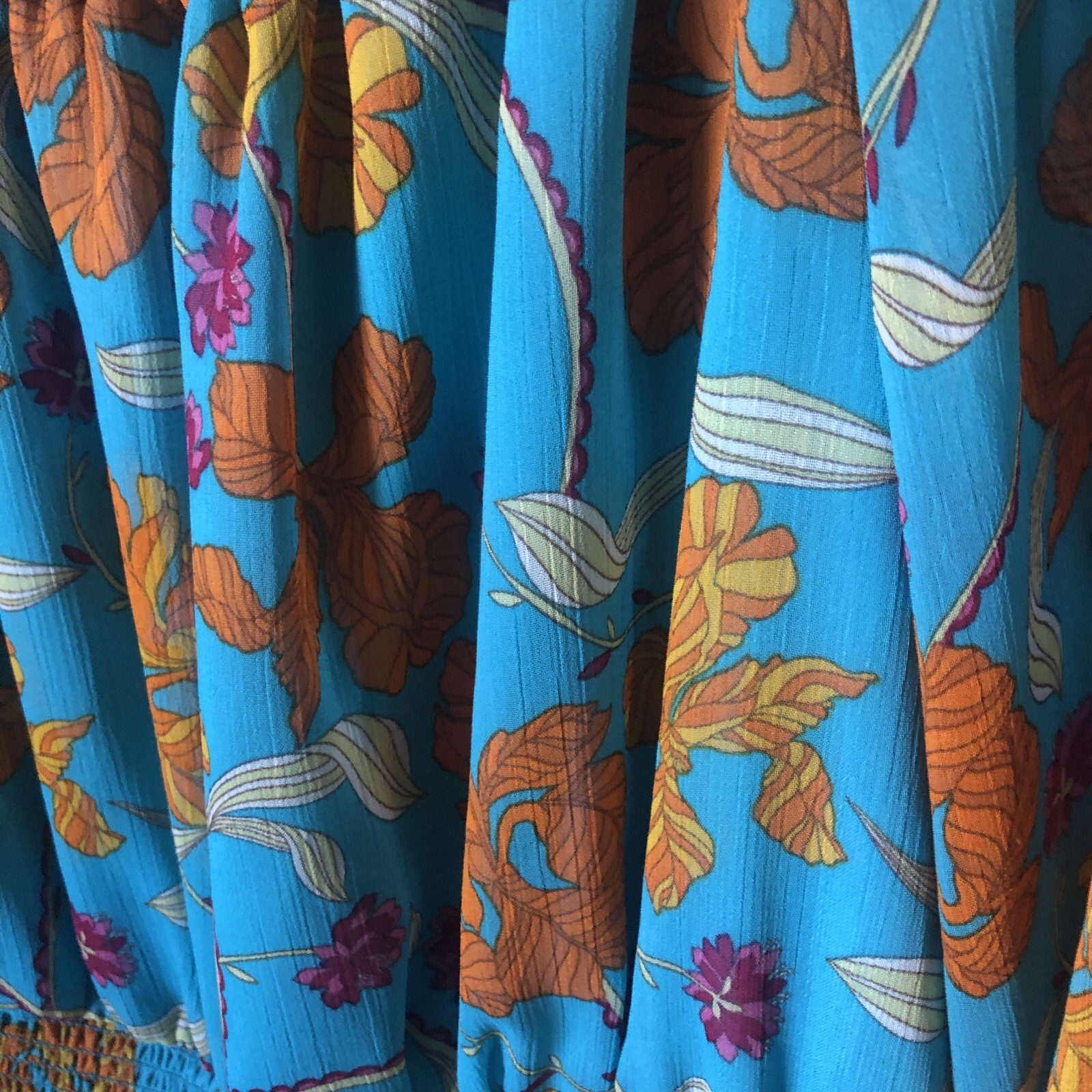 Sophia Vergara Blue Floral Print MIDI Dress Size Large