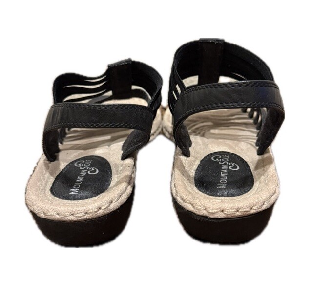 Mountain Sole Black Stretch Straps Sandals, No Size, See Measurement Photo