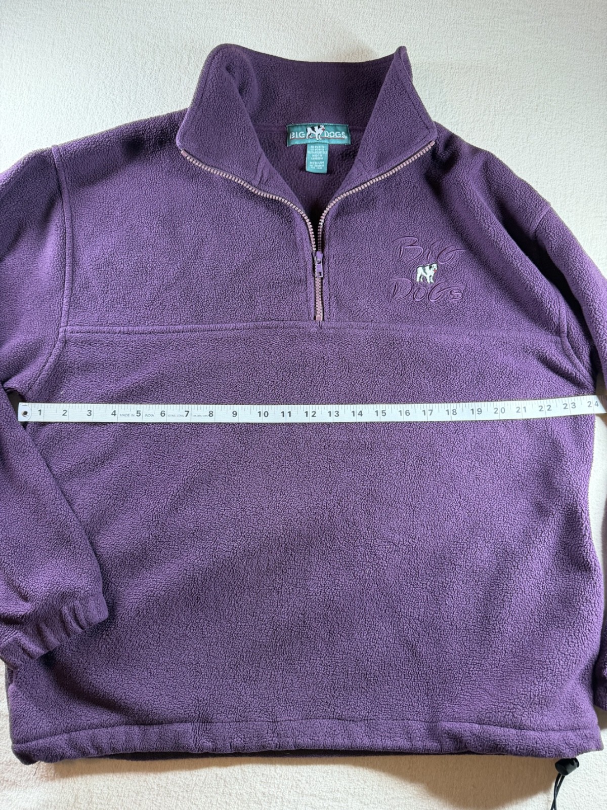 Big Dogs Men’s Fleece Pullover Medium Purple 1/4 Zip Embroidered Logo Retro