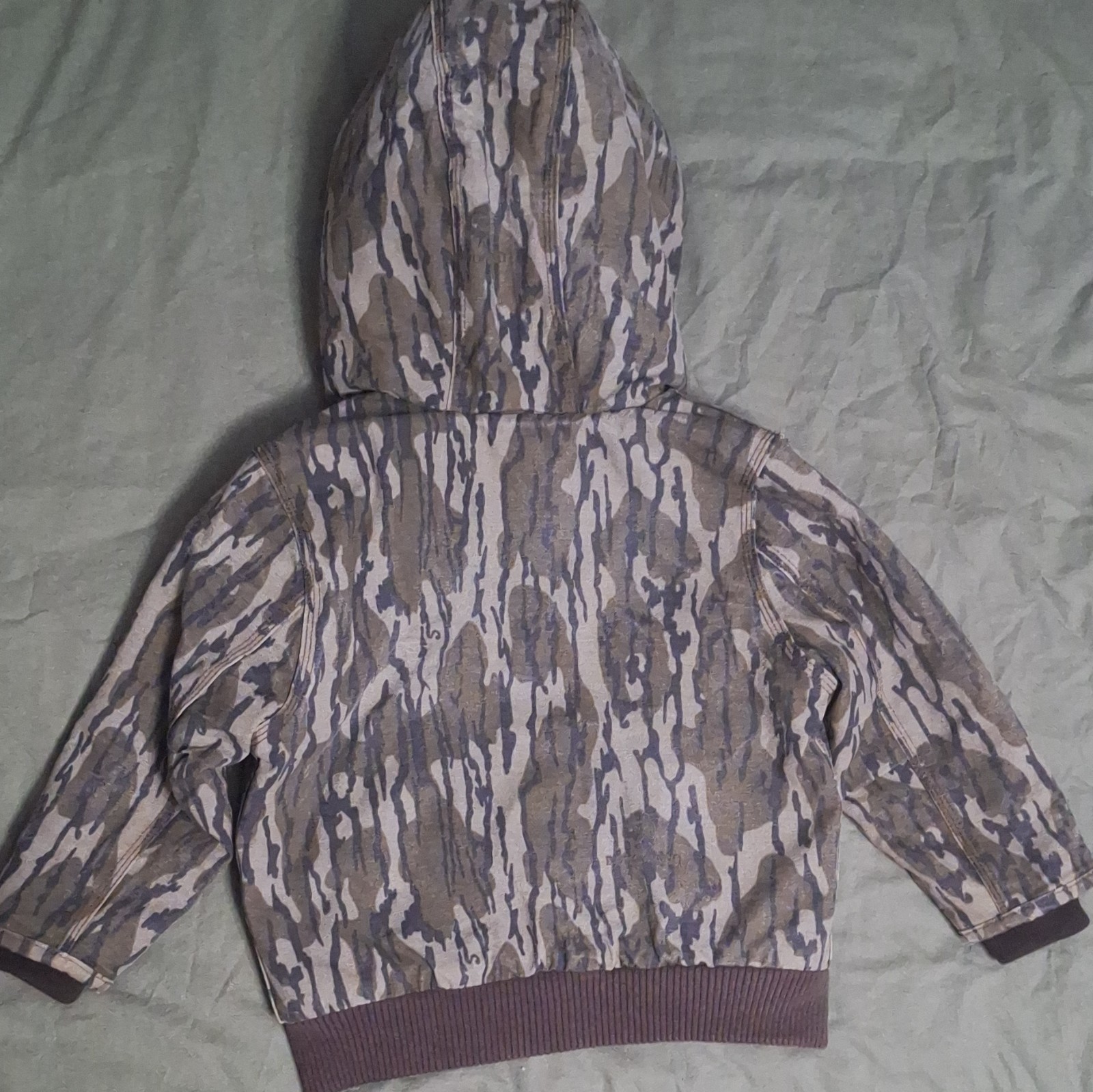 Carhartt Boys 3T Camouflage Hooded Full Zip Canvas Jacket Lined Pockets