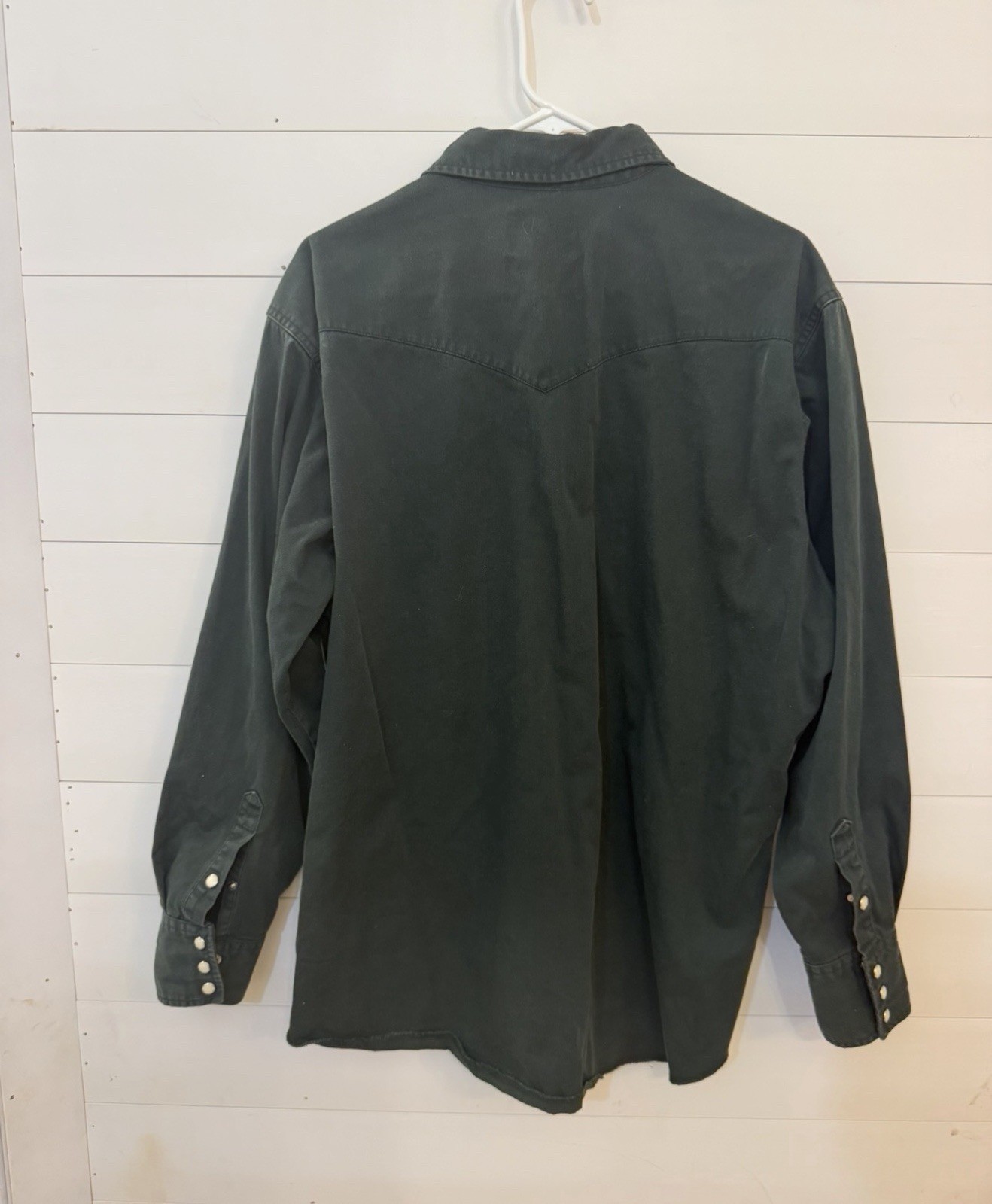 Wrangler Men’s Black Solid Long Sleeve Button-Up Shirt XL Pockets MS70519