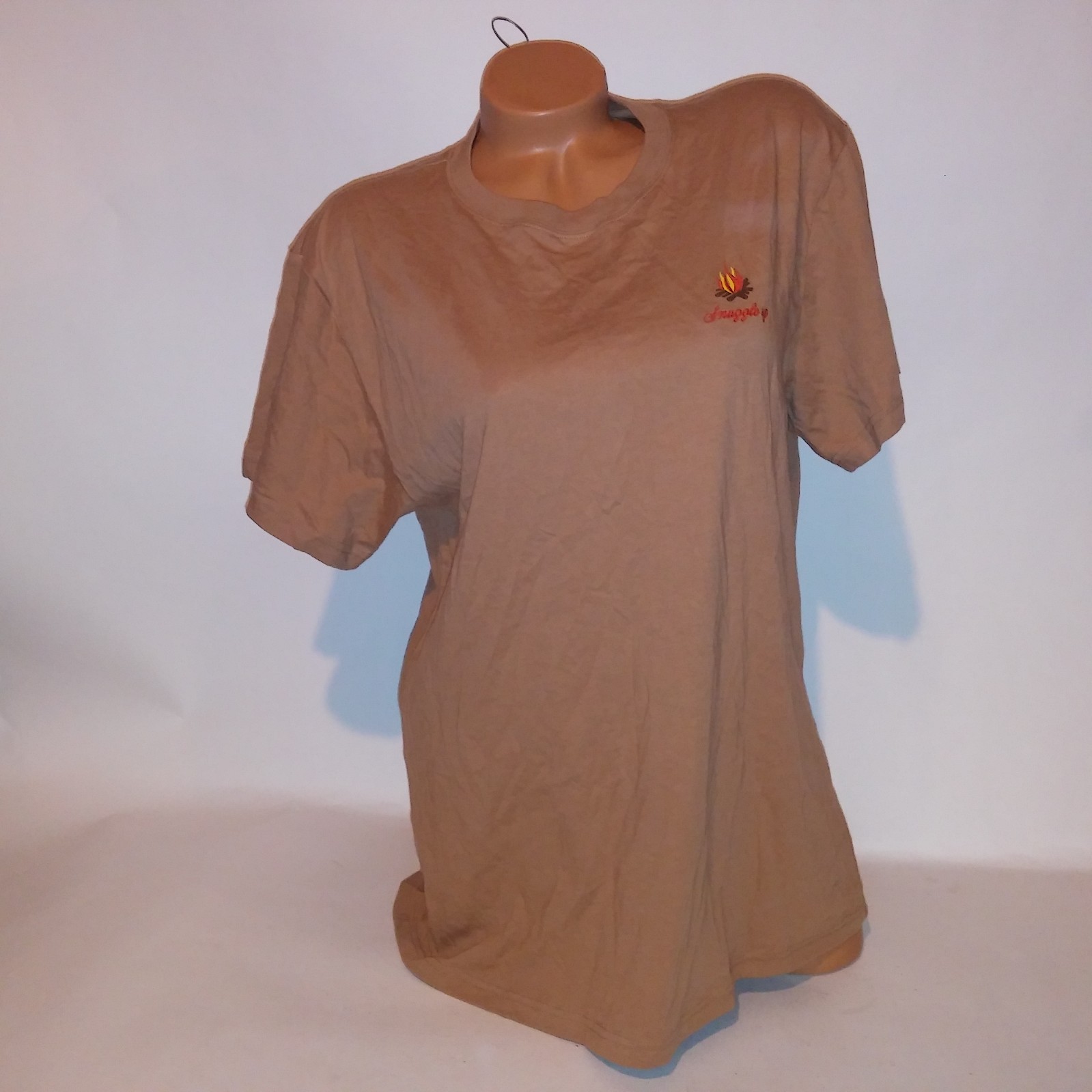 Victoria’s Secret PINK T Shirt Campfire Snuggle Tan Solid Short Sleeve Crew Neck