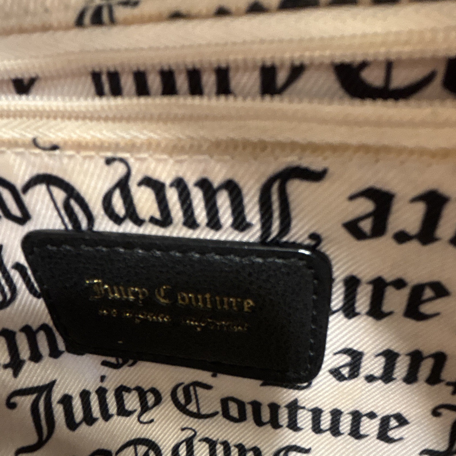 Juicy Couture Floral Rose Print Small Backpack Black/Pink Gold Studs Zip