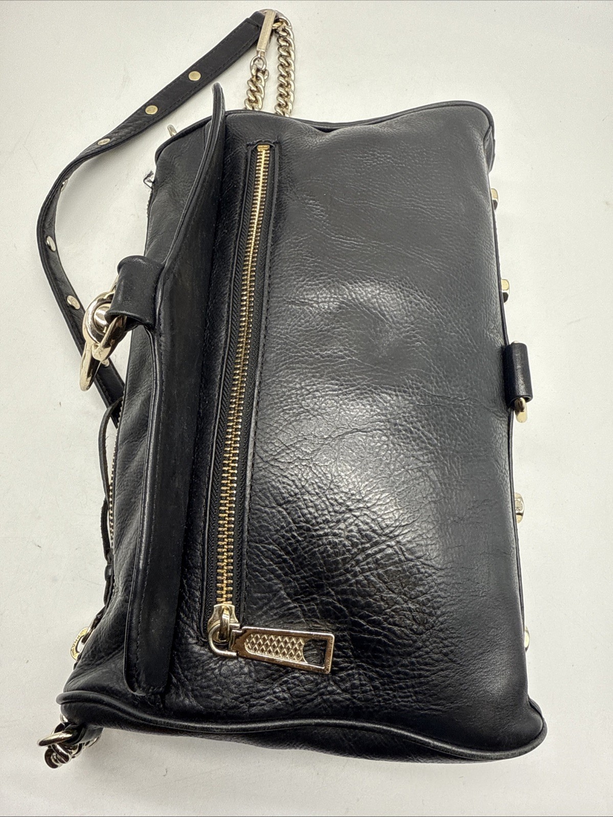 Rebecca Minkoff Mini MAC Black Leather Crossbody Silver Chain Hardware