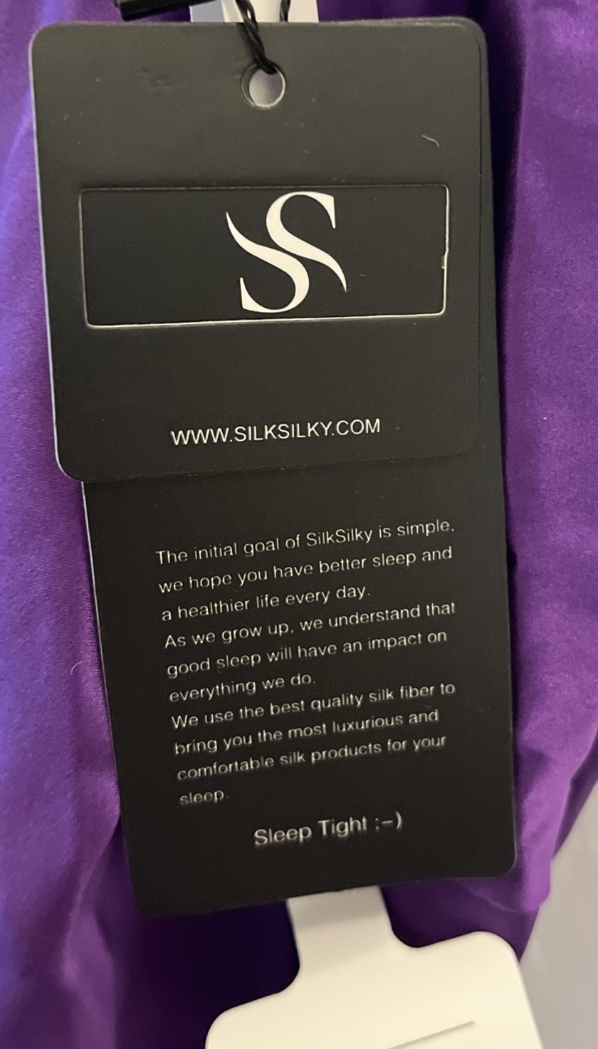 NWT SilkSilky 100% Silk Chemise Nightgown Purple Lace Trim Back Size M