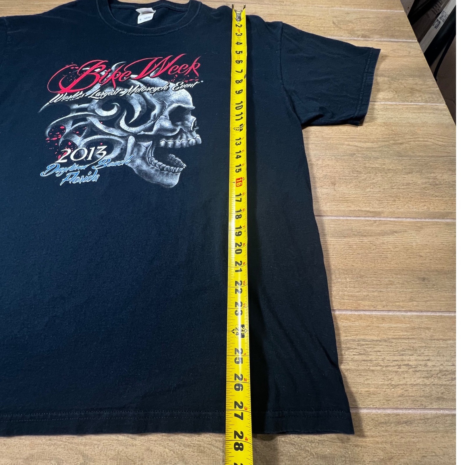VTG Fruit of the Loom XL Black Bike Week Daytona Beach 2013 Skull T Shirt