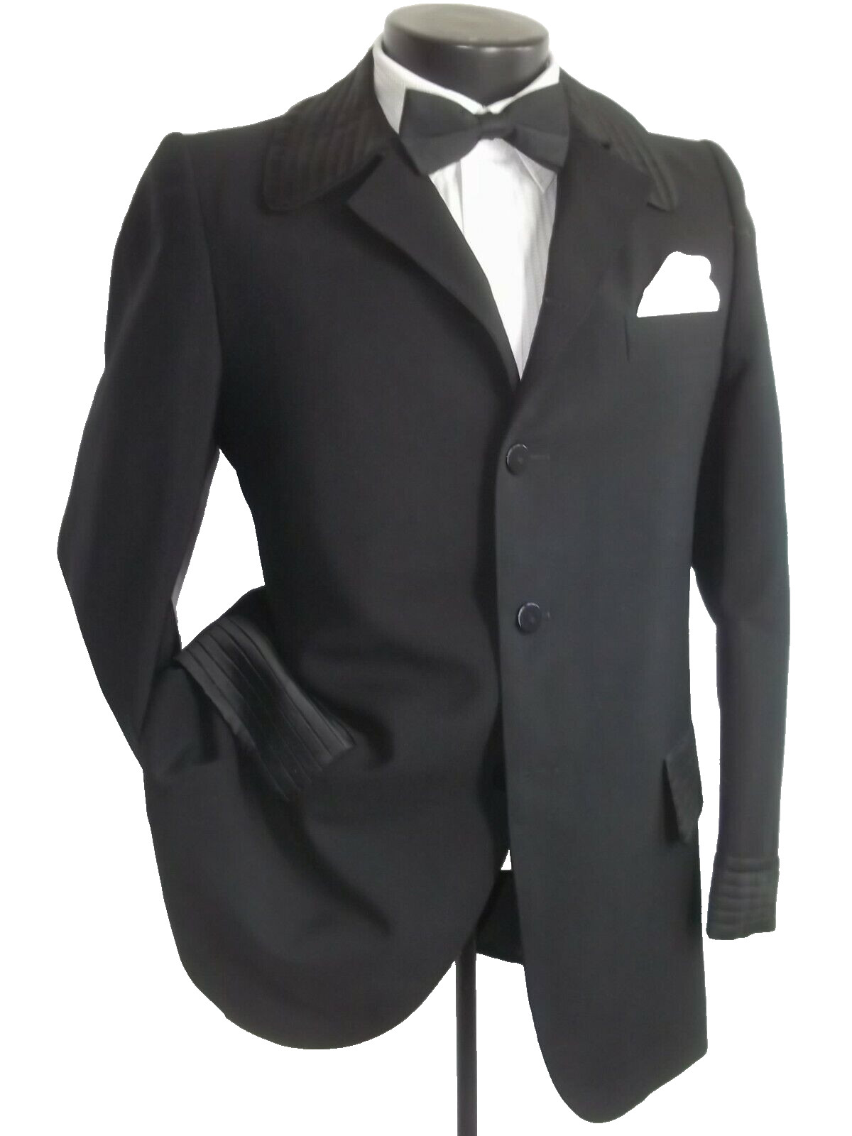 ! Giorgio Beverley Hills Collared Lapel Black 4Buttons Wool Smoking Jacket 38R