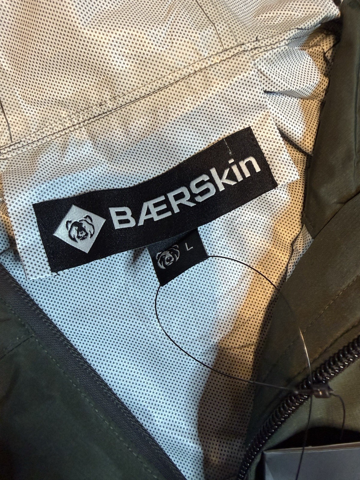 Baer Skin Tactical Rain Jacket Dark Green Large Waterproof Full Zip With Hood