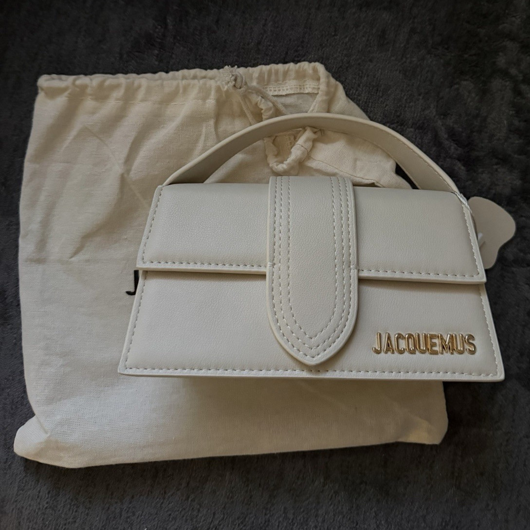 Jacquemus Beige Top Handle Bag w/ Detachable Strap, Gold Hardware, Dust Bag