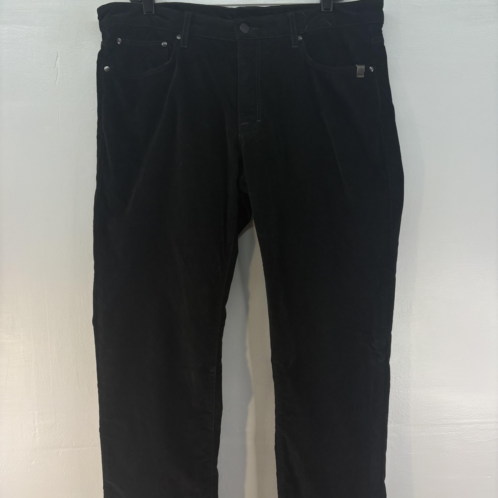 Sand Jeans Mens 35 X 34 Black Slim Fit Stretch Tapered Leg Sueded Touch Pants