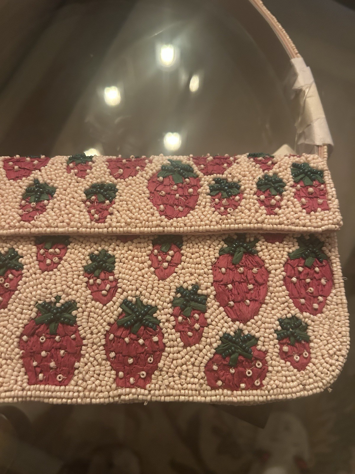 NEW Anthropologie Fiona Strawberry Field Beaded Bag Food Drink Edition