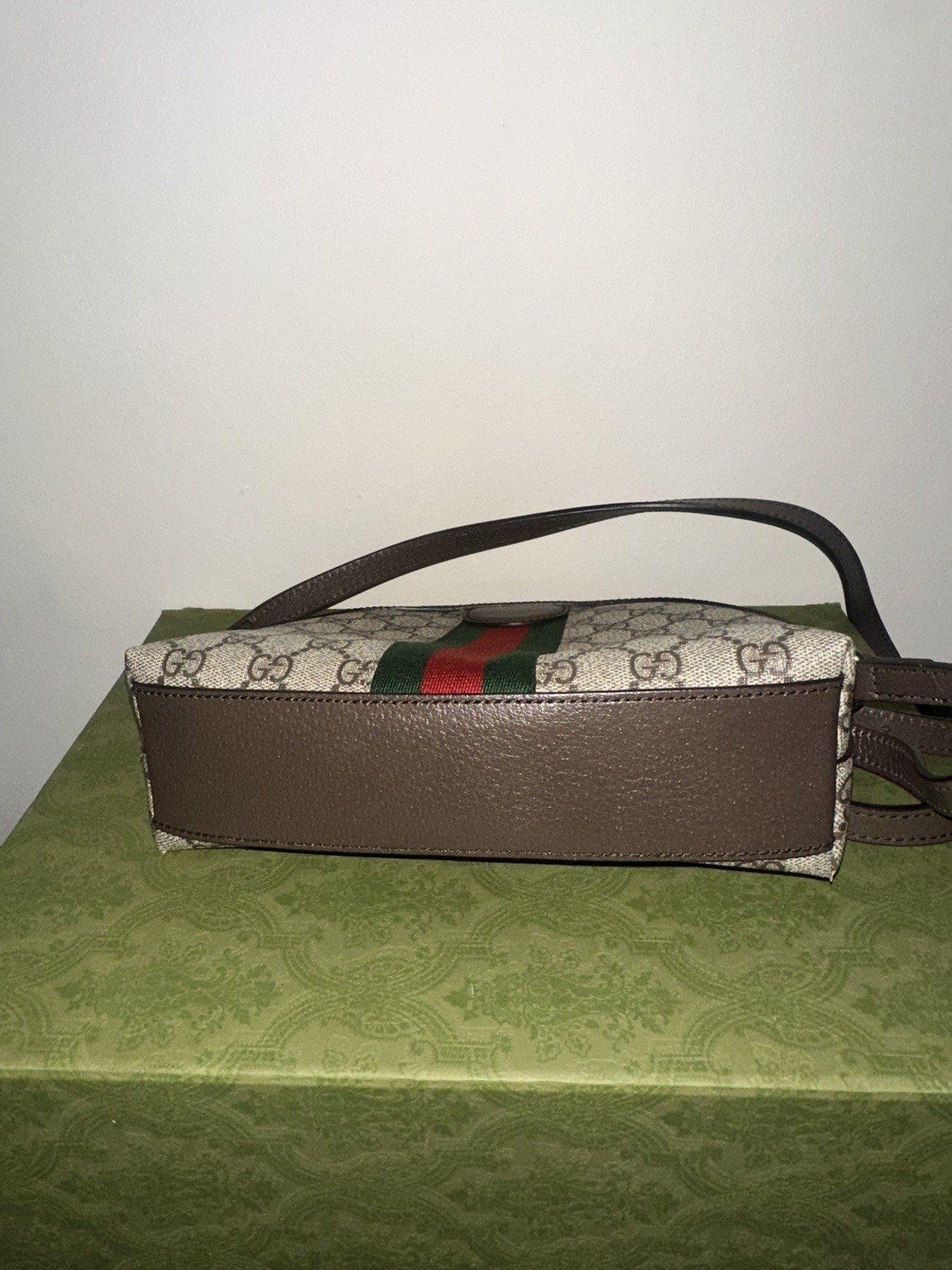 Gucci GG Supreme Monogram Web Ophidia Dome Crossbody Shoulder Bag Handbag Purse