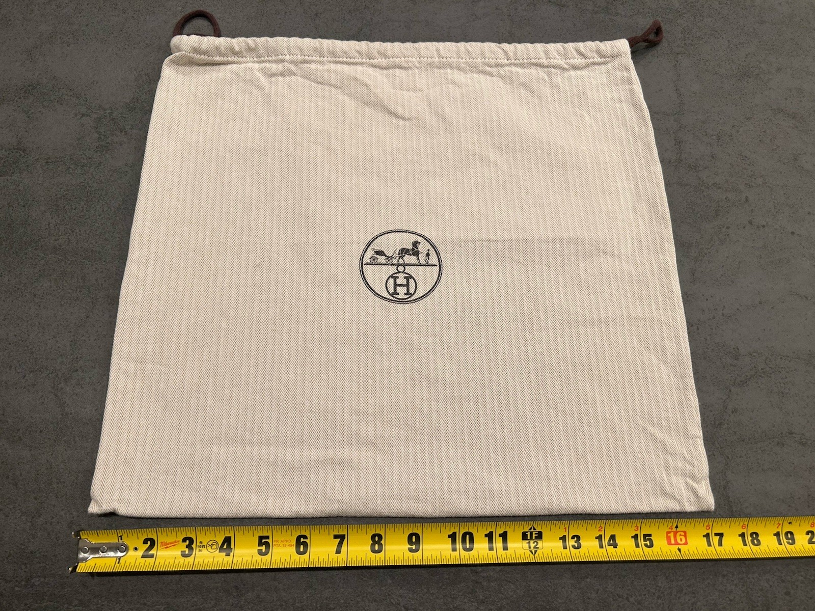 Hermes Drawstring Storage Dust Bag 17×17 Inch Authentic