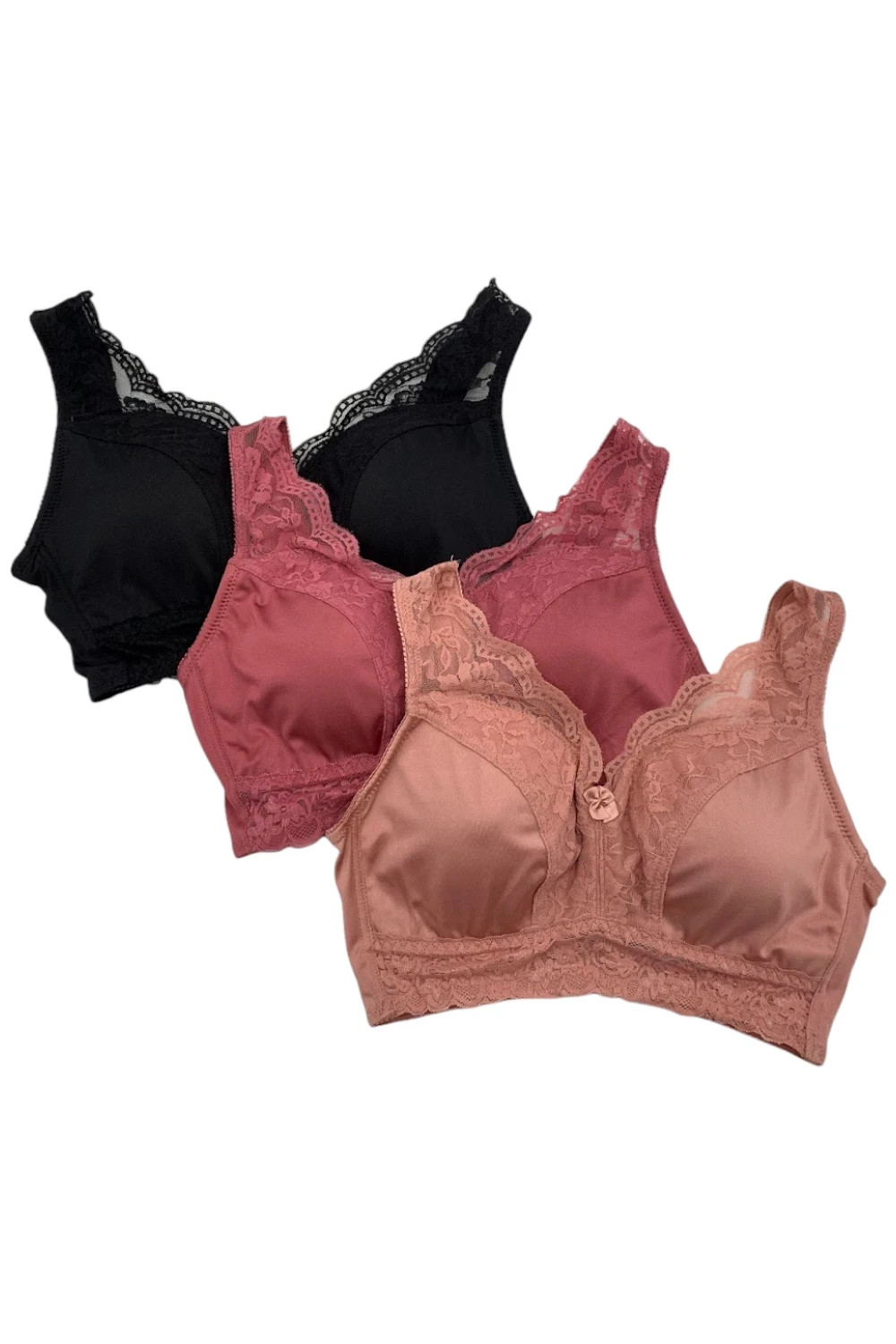 Rhonda Shear 3-pack Pin-Up Bra w/ Removable Pads Pinks Size: 1X
