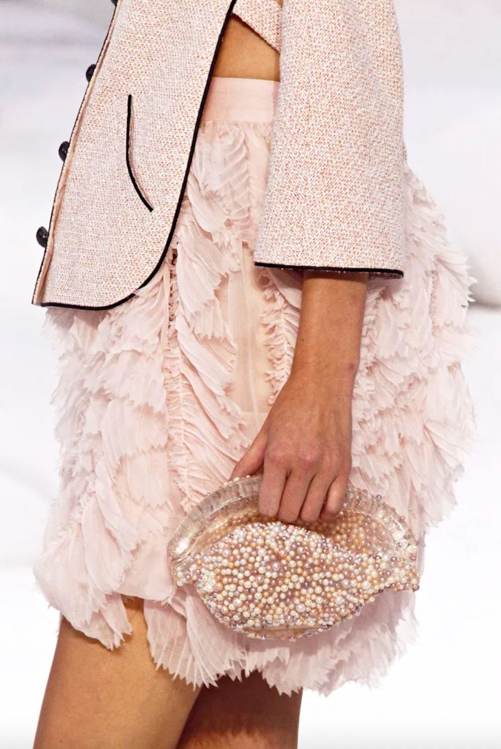 Chanel Spring 2012 Pale Pink Tweed Jacket Size 34 / XS