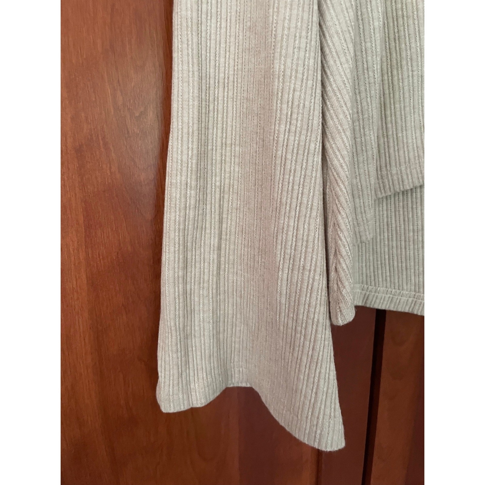 OGL Flare Cardigan Sweater Rib Knit Tan Size Large NEW