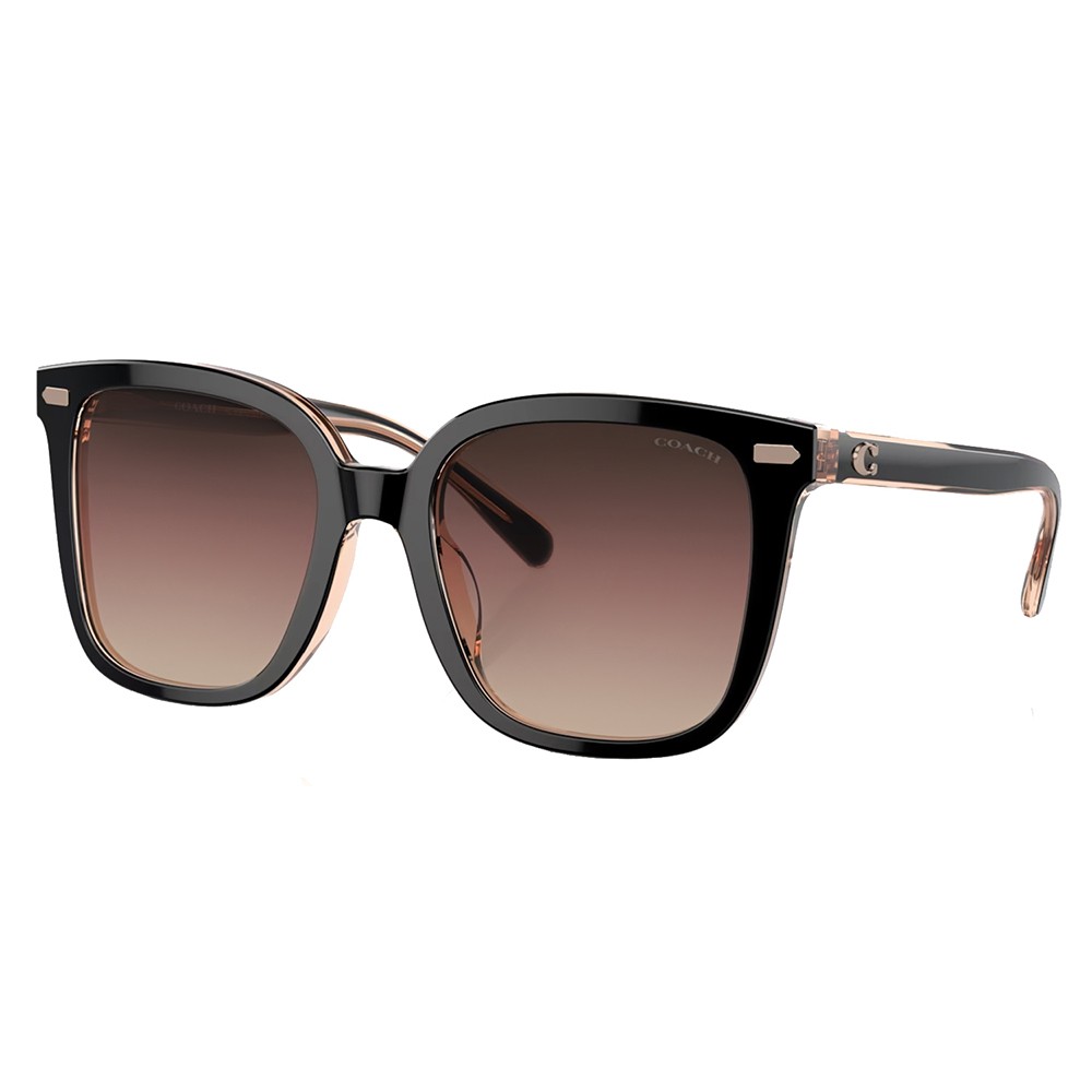 Coach HC 8381U 5781E2 Black Plastic Square Sunglasses Purple Gradient Lens
