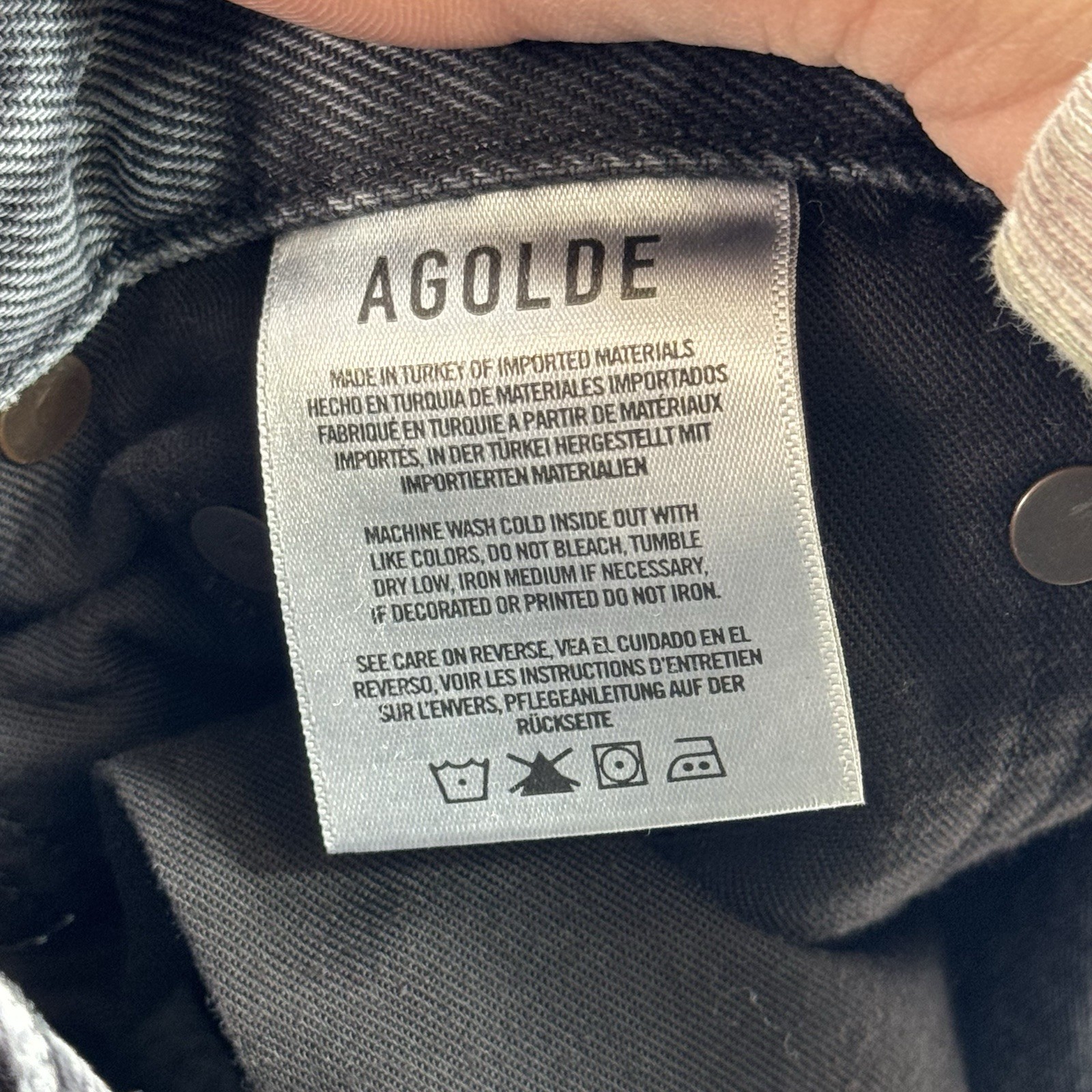 AGOLDE 90’s High Rise Straight Black Button Zip Fly Jeans Actual Fit 29×29 inchs