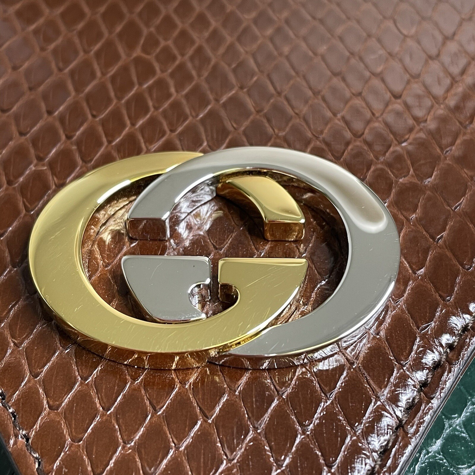 GUCCI Yellow Brown Python Bag Purse Exotic Designer Rare Collector Runway