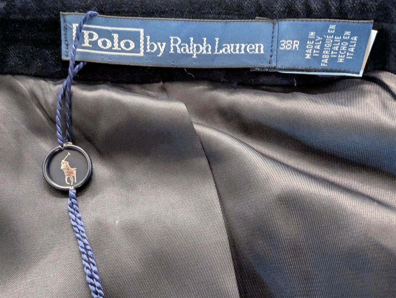 POLO Ralph Lauren Tailored Plaid Wool Suit Jacket, Velvet Collar, 38 R NEW Italy