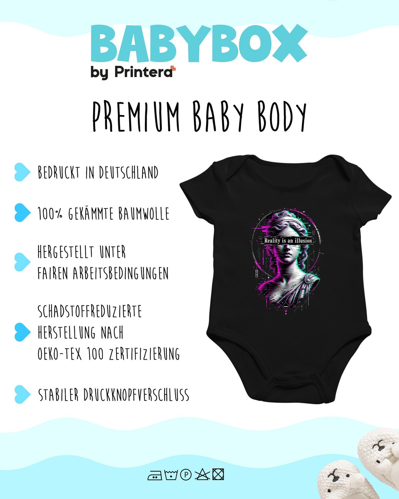 Reality is an illusion Glitch Greek Bust Vaporwave Unisex Baby Bodysuit