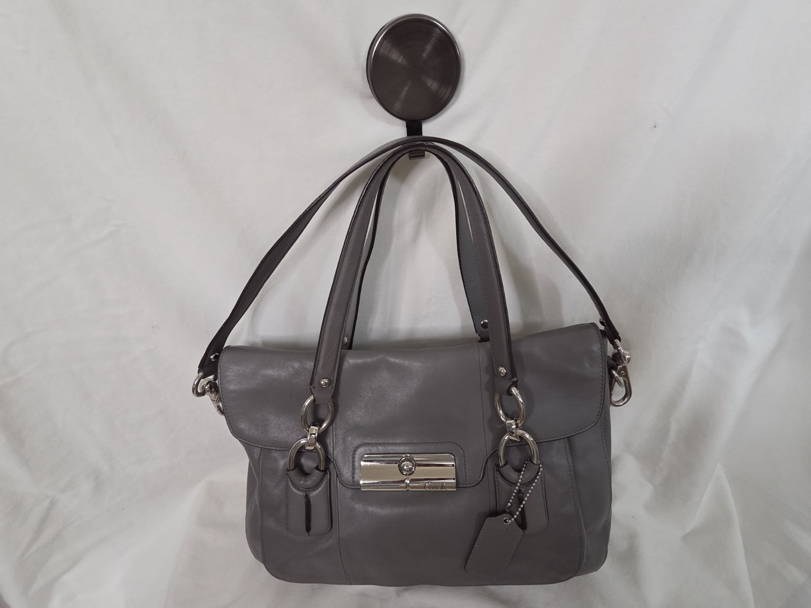 Coach Poppy Kristin E1126-18277 Gray Soft Butter Leather Shoulder Handbag
