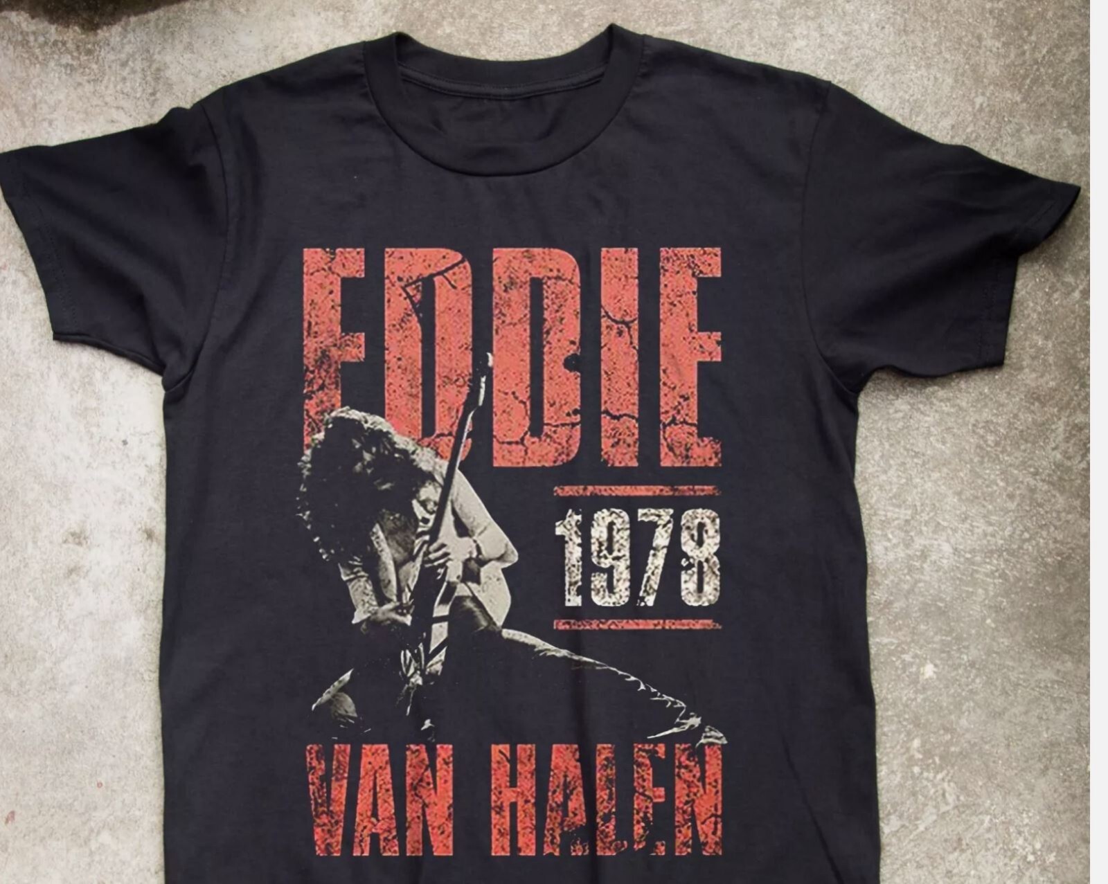 Eddie Van Halen Tour 1978 Black Men Heavy Cotton T-Shirt S-5XL