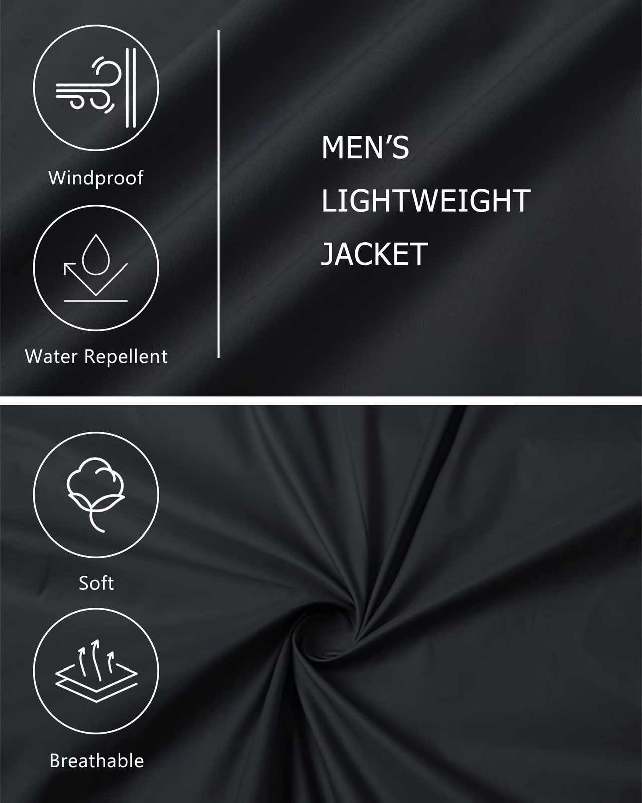 Men’s Thin Bomber Jacket Spring Fall Sportswear Casual Full-Zip Baseball Coat US