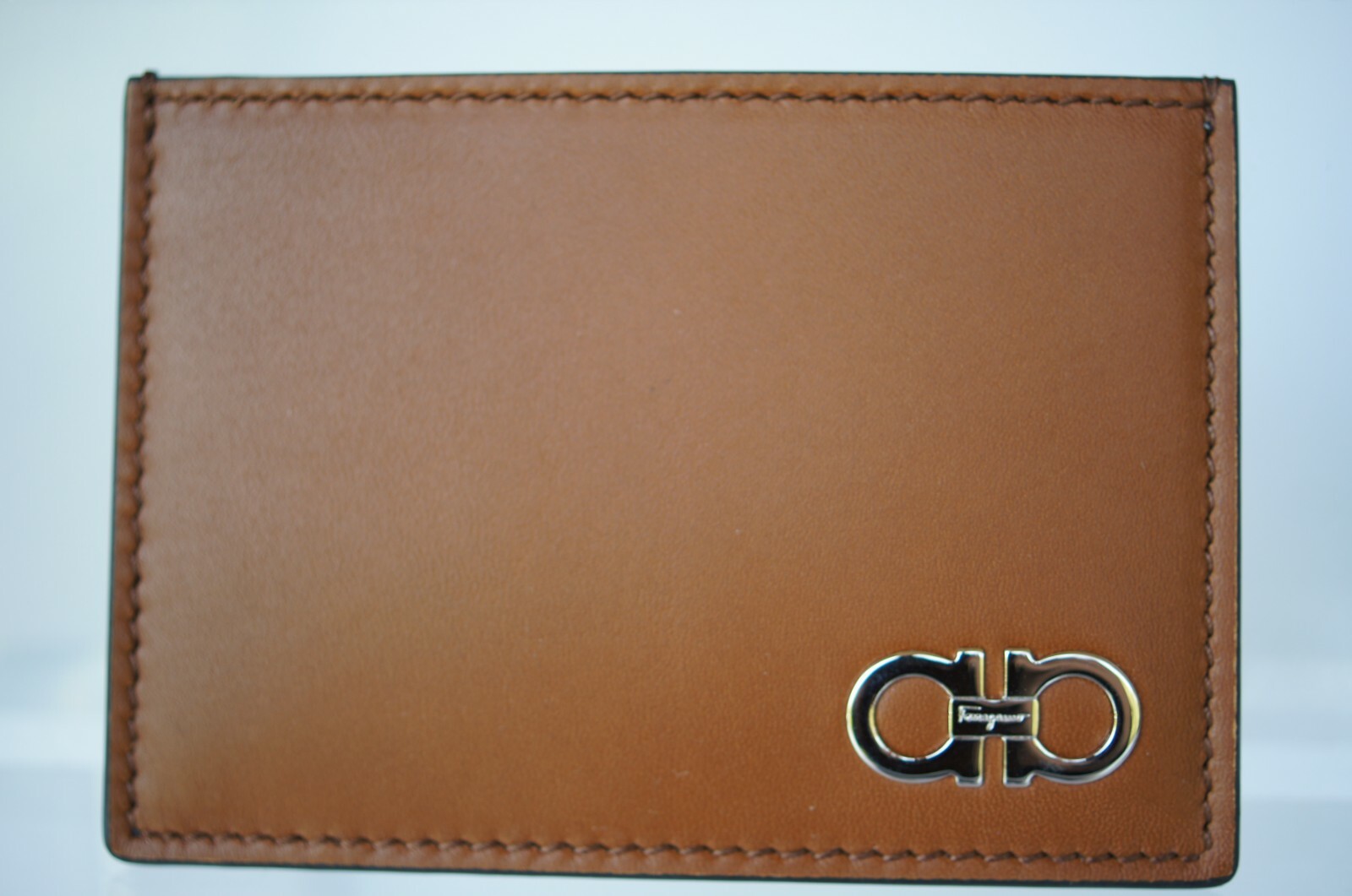 New Salvatore Ferragamo Men’s Wallet Credit Card Holder Brown Logo