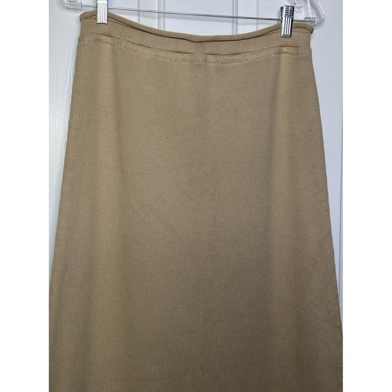 EUC The Row Calista Neutral Tan Knit A-Line Skirt Pull On Size M