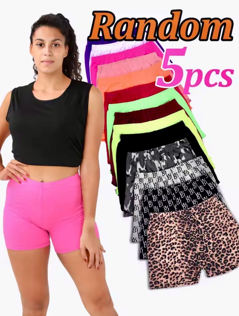 Random 5colors Women Summer Biker Shorts, Lady Stretchy Short Leggings Mix Color