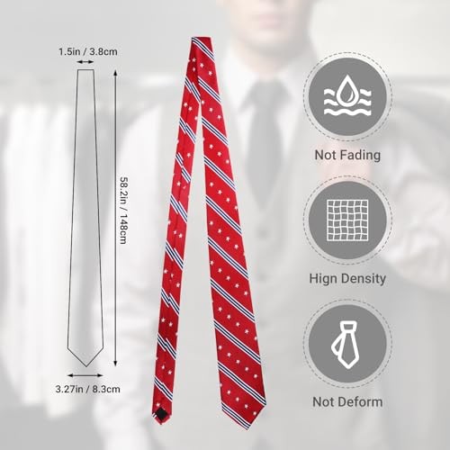 Men’s Patriotic Neckties American Flag Ties 3.27″ (8.3CM) USA Red Star Striped